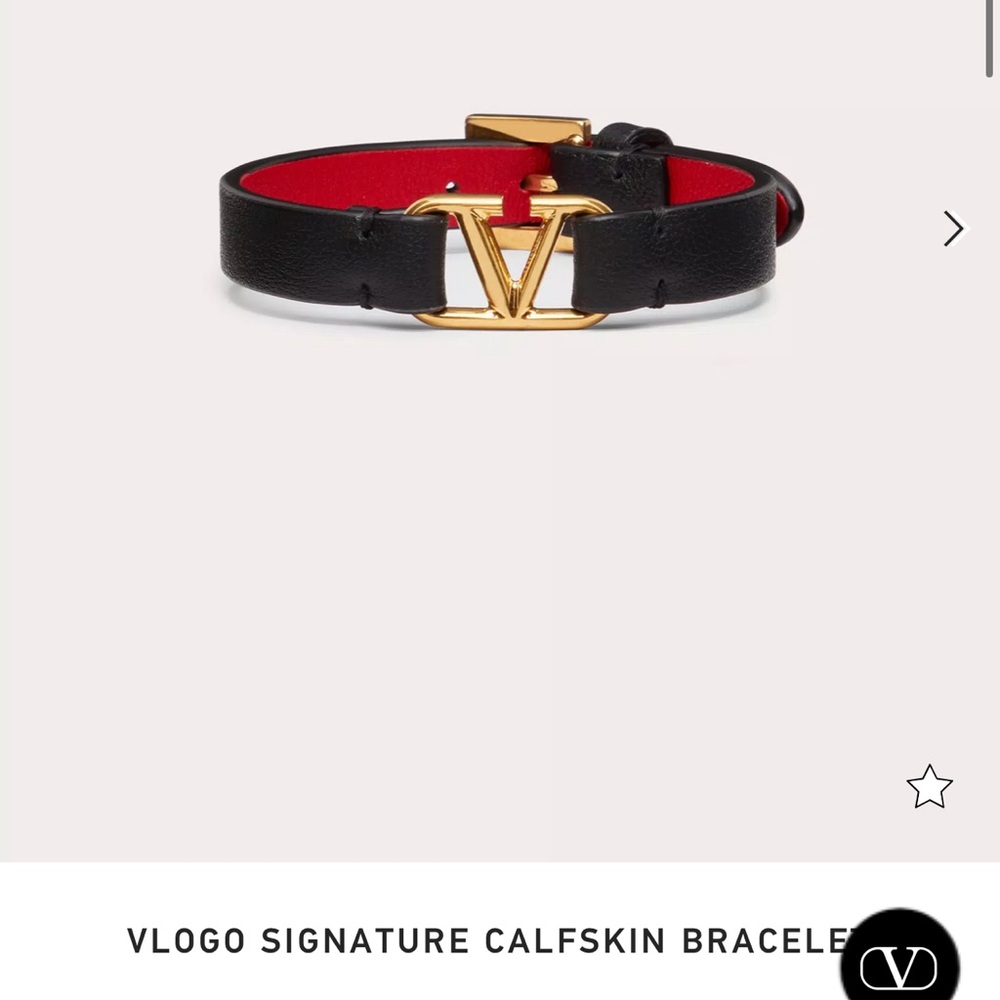 Valentino Black and Red Calfskin Bracelet